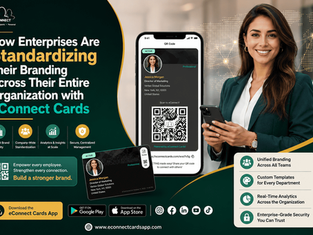 Enterprise digital business cards managed from a centralized dashboard to standardize company branding across employees