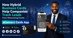 Hybrid business card used at networking events to scan QR code and track leads digitally