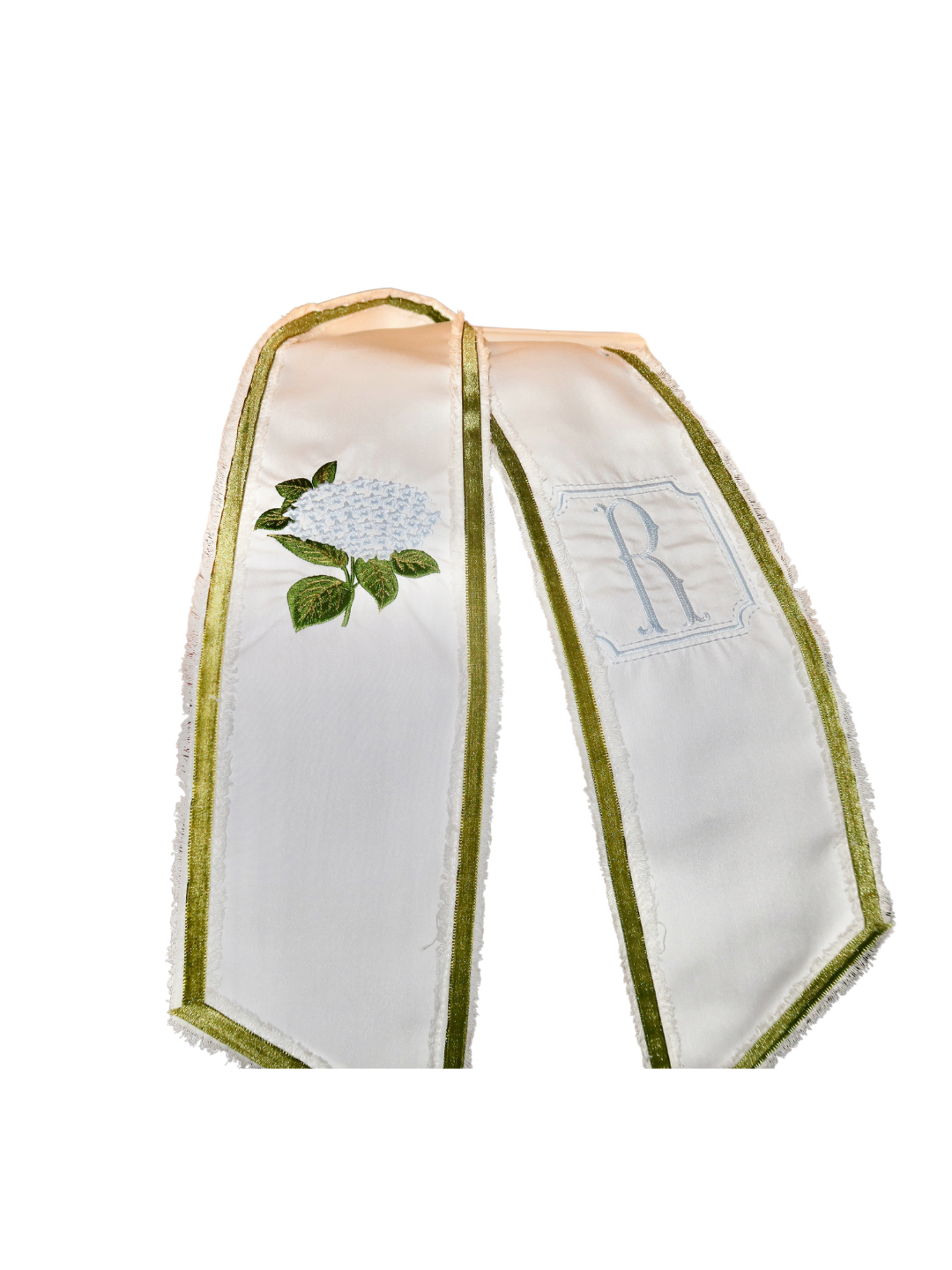 Hydrangea Embroidered Wreath Sash