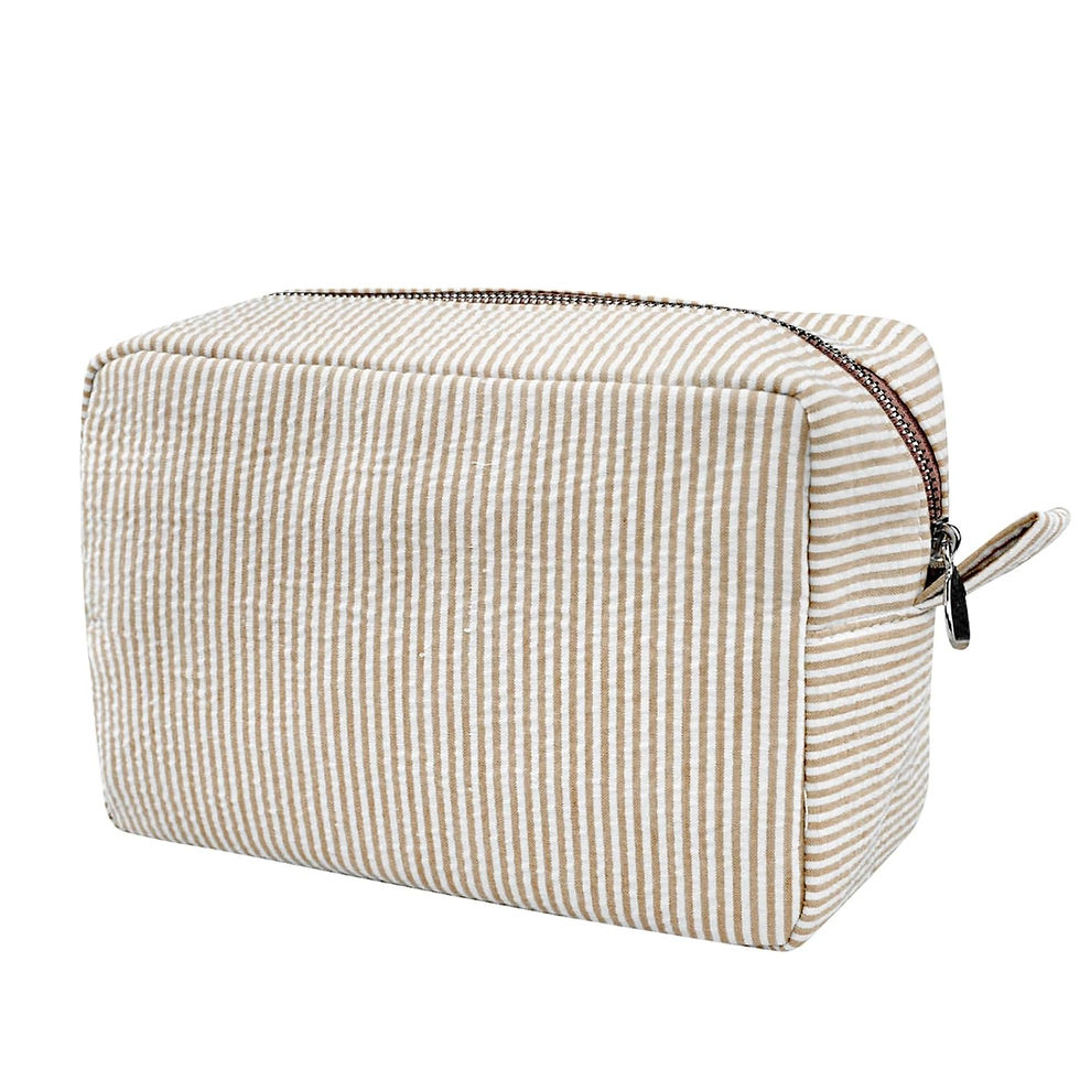 Thumbnail: Striped Seersucker Monogrammed Cosmetic Pouch