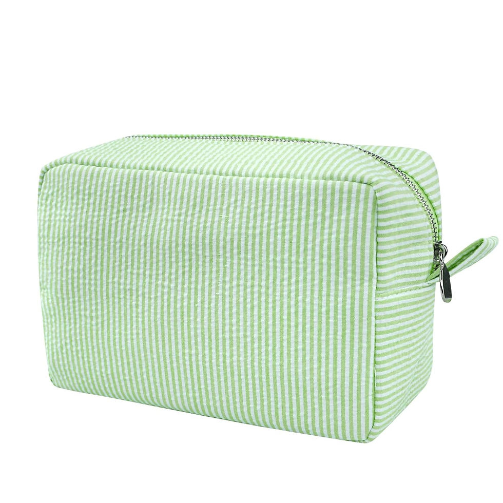 Thumbnail: Striped Seersucker Monogrammed Cosmetic Pouch