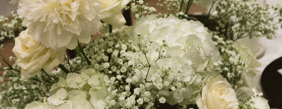 Baby's Breath wedding reception centerpiece at State Savings Bank in Detroit