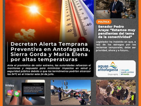 Portada N°907 de Radio Antofagasta Online para hoy viernes 24 de julio de 2026