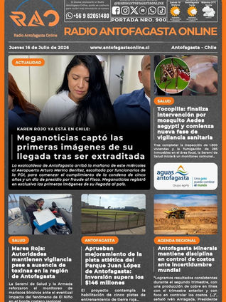 Portada N°900 de Radio Antofagasta Online para hoy jueves 16 de julio de 2026