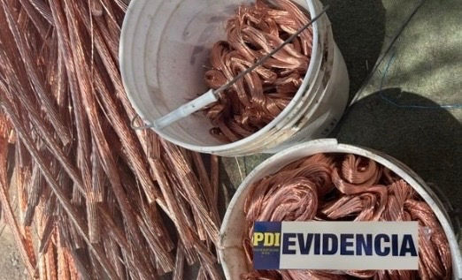 PDI recupera cuatro toneladas de cable de cobre robadas desde faena minera en la región Antofagasta