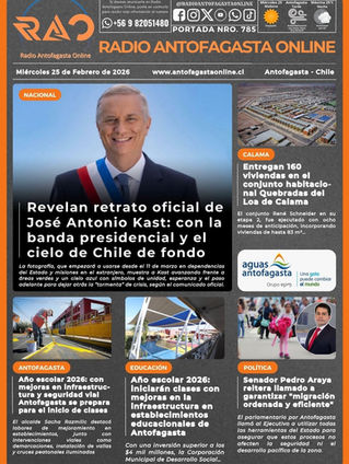 Portada N°785 de Radio Antofagasta Online para hoy miércoles 25 de febrero de 2026