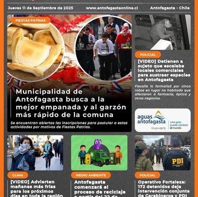 Portada N°656 de Radio Antofagasta Online para hoy jueves 11 de septiembre del 2025.