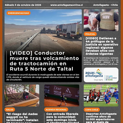 Portada N°966 de Radio Antofagasta Online para hoy sábado 3 de octubre de 2026