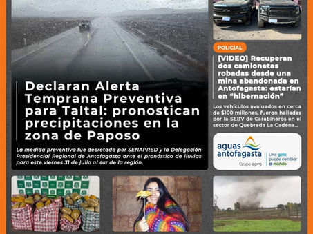 Portada N°910 de Radio Antofagasta Online para hoy martes 28 de julio de 2026