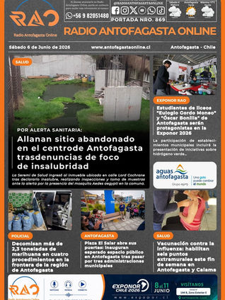 Portada N°869 de Radio Antofagasta Online para hoy sábado 6 de junio de 2026