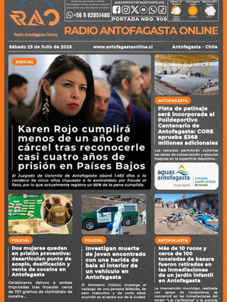 Portada N°908 de Radio Antofagasta Online para hoy sábado 25 de julio de 2026