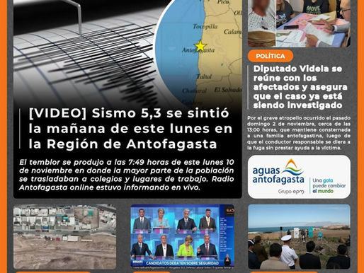 Portada N°704 de Radio Antofagasta Online para hoy martes 11 de noviembre del 2025.