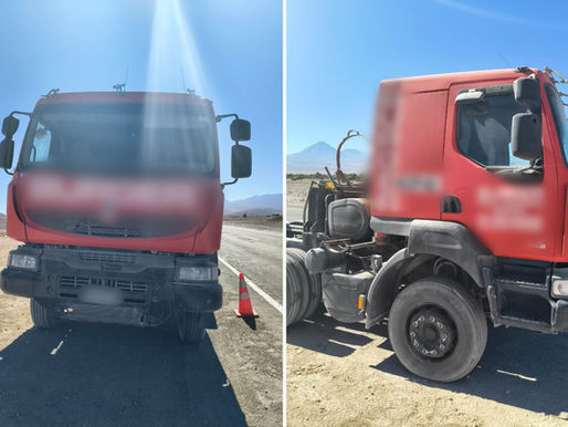 Recuperan camión robado con violencia en ruta hacia minera Tuina: tenía encargo vigente en Calama