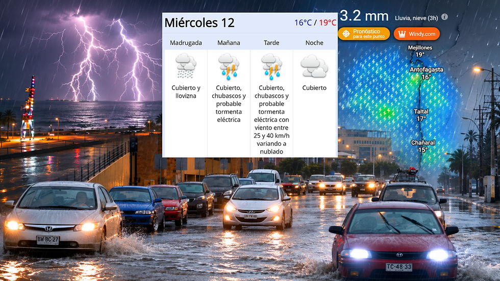 SENAPRED mantiene Alerta Temprana Preventiva: lluvias, tormentas eléctricas y fuertes vientos marcarán los próximos días en la Región de Antofagasta
