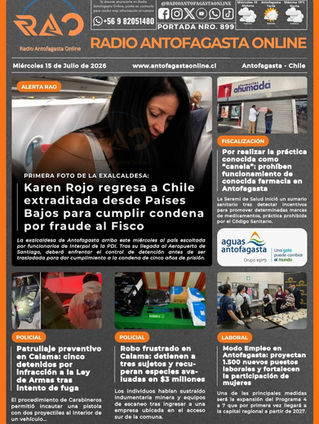 Portada N°899 de Radio Antofagasta Online para hoy miércoles 15 de julio de 2026
