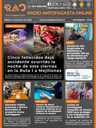 Portada N°753 de Radio Antofagasta Online para hoy sábado 10 de enero del 2026.