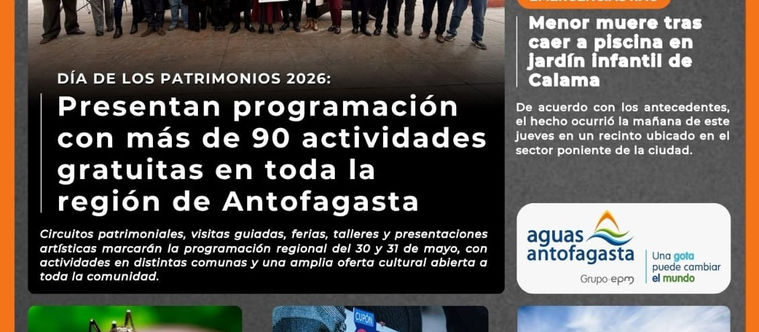 Portada N°862 de Radio Antofagasta Online para hoy viernes 29 de mayo de 2026