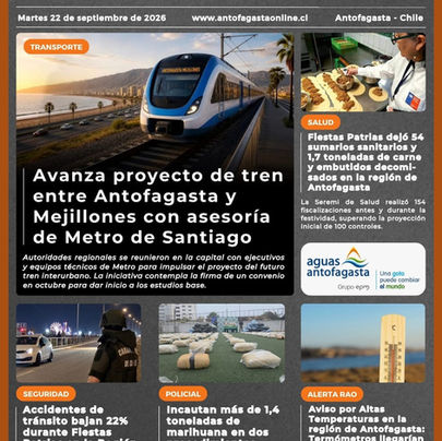 Portada N°956 de Radio Antofagasta Online para hoy martes 22 de septiembre de 2026
