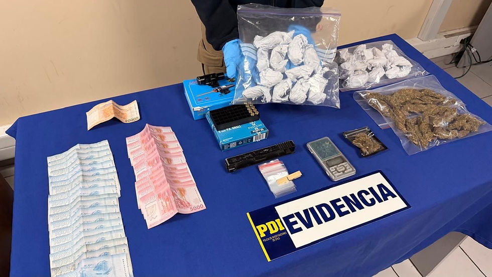 Denuncia al 134 termina con sujeto detenido por amenazas con arma y tráfico de drogas en Antofagasta