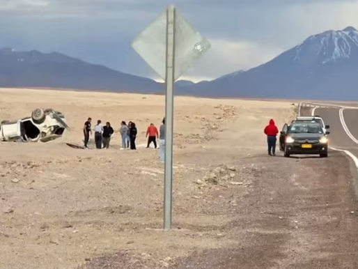 Volcamiento deja dos fallecidos y cuatro lesionados en ruta B-169, cerca de Chiu-Chiu