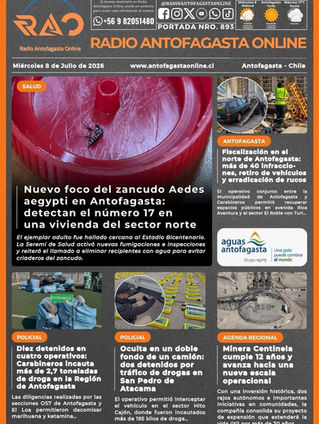 Portada N°893 de Radio Antofagasta Online para hoy miércoles 8 de julio de 2026