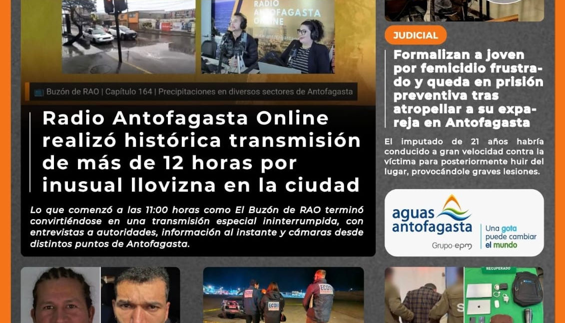 Portada N°925 de Radio Antofagasta Online para hoy viernes 14 de agosto de 2026
