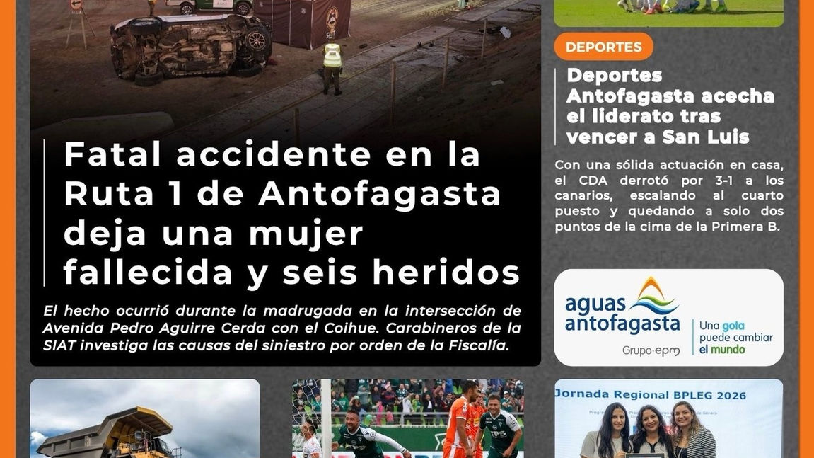 Portada N°847 de Radio Antofagasta Online para hoy lunes 11 de mayo de 2026