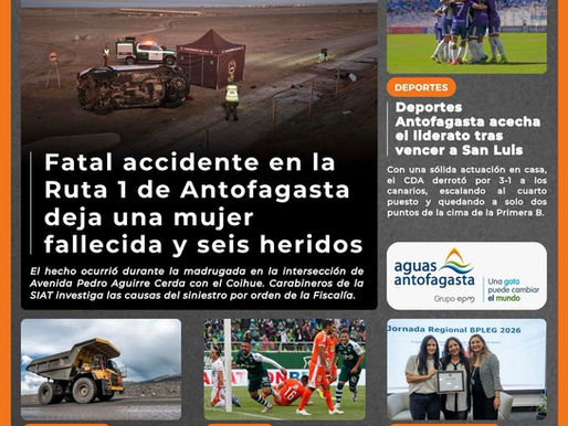 Portada N°847 de Radio Antofagasta Online para hoy lunes 11 de mayo de 2026