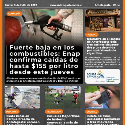 Portada N°894 de Radio Antofagasta Online para hoy jueves 9 de julio de 2026