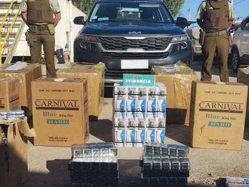 NUEVAMENTE CARABINEROS INTERCEPTA UN MILLONARIO CARGAMENTO DE CIGARRILLOS DE CONTRABANDO EN LA RUTA 5 NORTE.