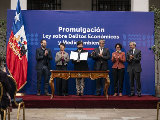 PRESIDENTE DE LA REPÚBLICA, GABRIEL BORIC, PROMULGA LEY SOBRE DELITOS ECONÓMICOS Y MEDIO AMBIENTALES