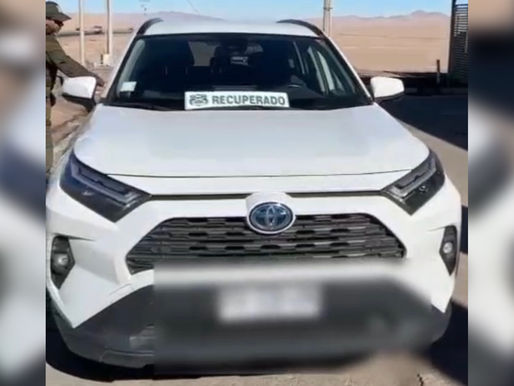 Carabineros recupera vehículo en ruta de la región de Antofagasta robado en Talcahuano