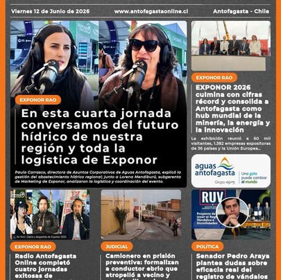 Portada N°873 de Radio Antofagasta Online para hoy viernes 12 de junio de 2026