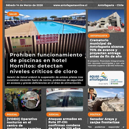 Portada N°800 de Radio Antofagasta Online para hoy sábado 14 de marzo de 2026