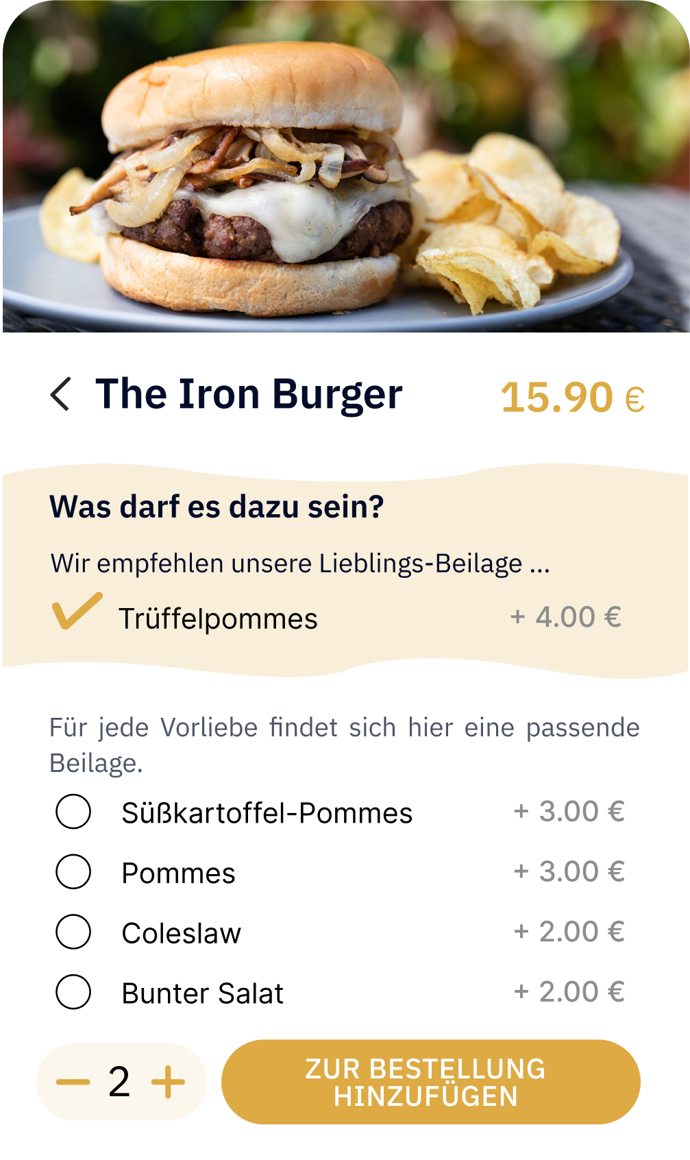 Iphone mit tapy UI für Bestellung im Restaurant