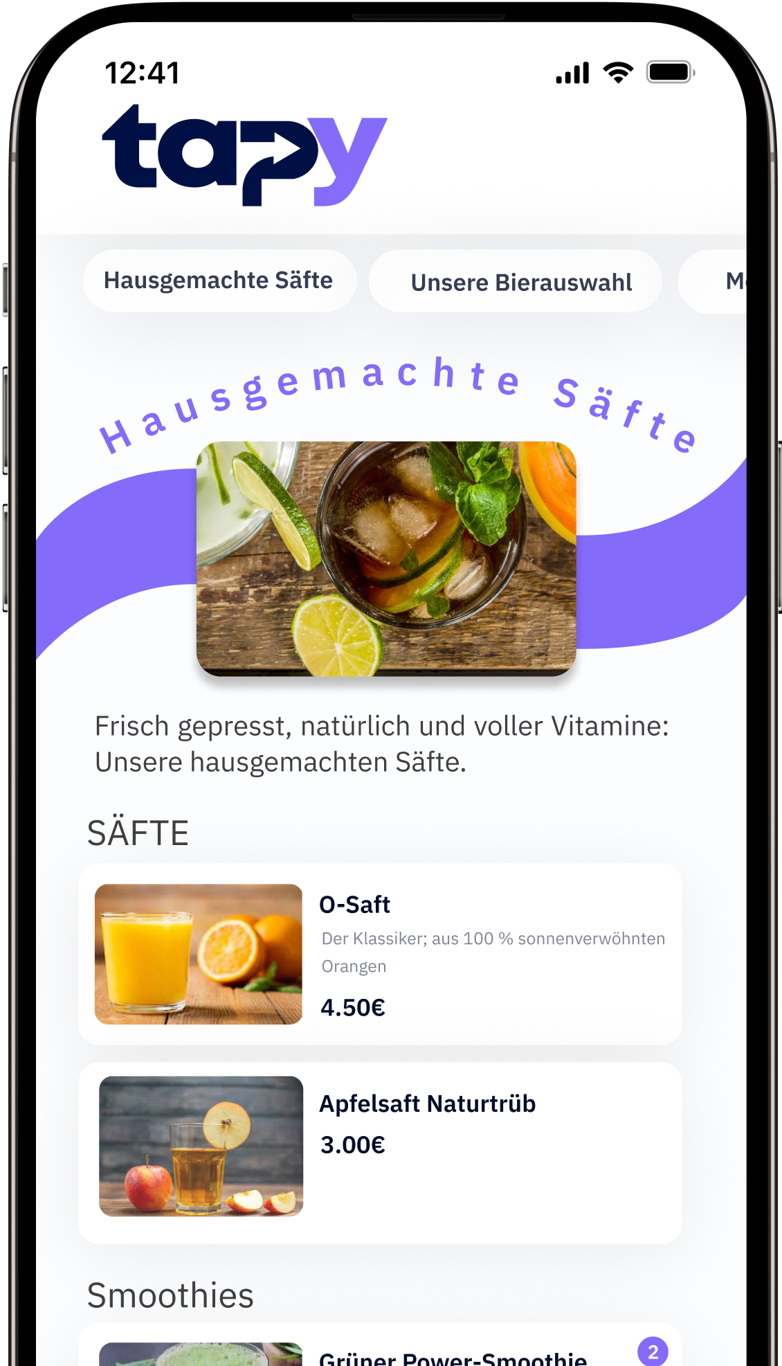 tapy UI Digital Bestellen