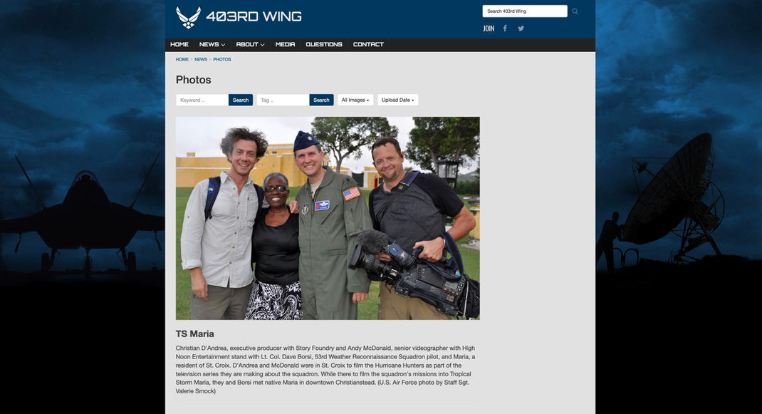 Dandrea and Hurricane Hunter crew on location