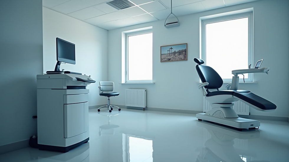Eye-level view of modern laser treatment room with equipment ready
