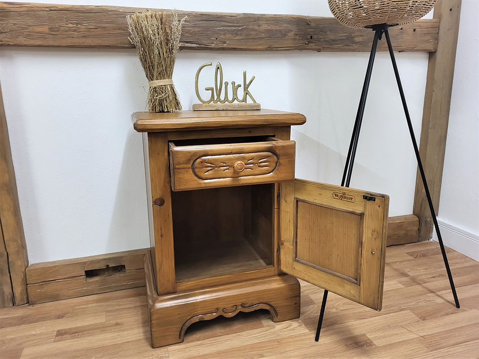 Miniaturbild: Nachttisch antik | Voglauer 1600 Holzknopf links Schnitzerei Blumenmotiv