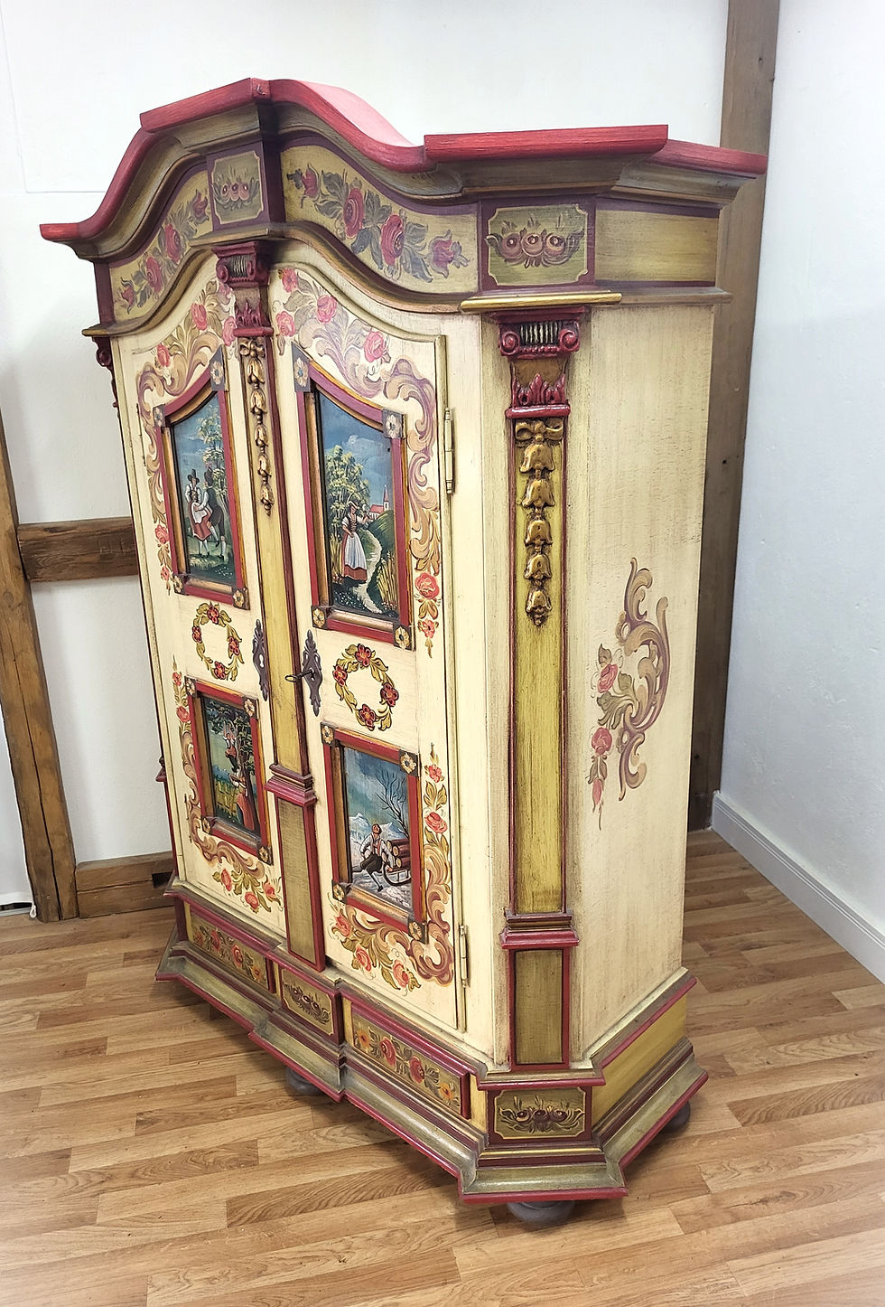 Miniaturbild: Barockschrank Barockmöbel Barockstil Antiquität antiker Schrank antik Kleiderschrank Wohnzimmerschrank Flurschrank bemalt