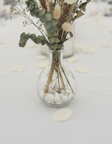 Tischdeko mieten - 3 x Vase transparent mit Steinchen
