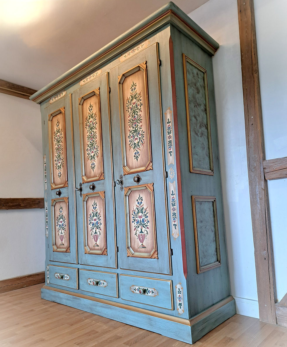 Miniaturbild: Bauernschrank | Voglauer 1700 blau 3 Türen Kleiderschrank Höhe 212cm