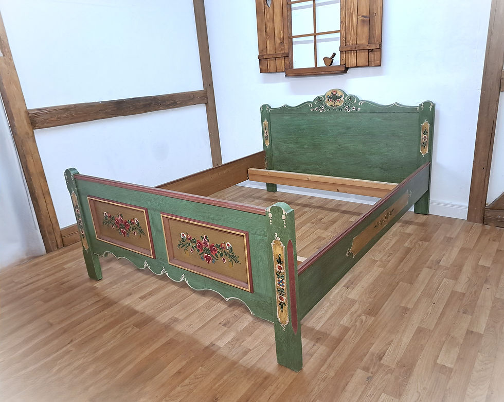 Miniaturbild: Bauernbett | Voglauer 1800 grün Doppelbett 160x200 cm
