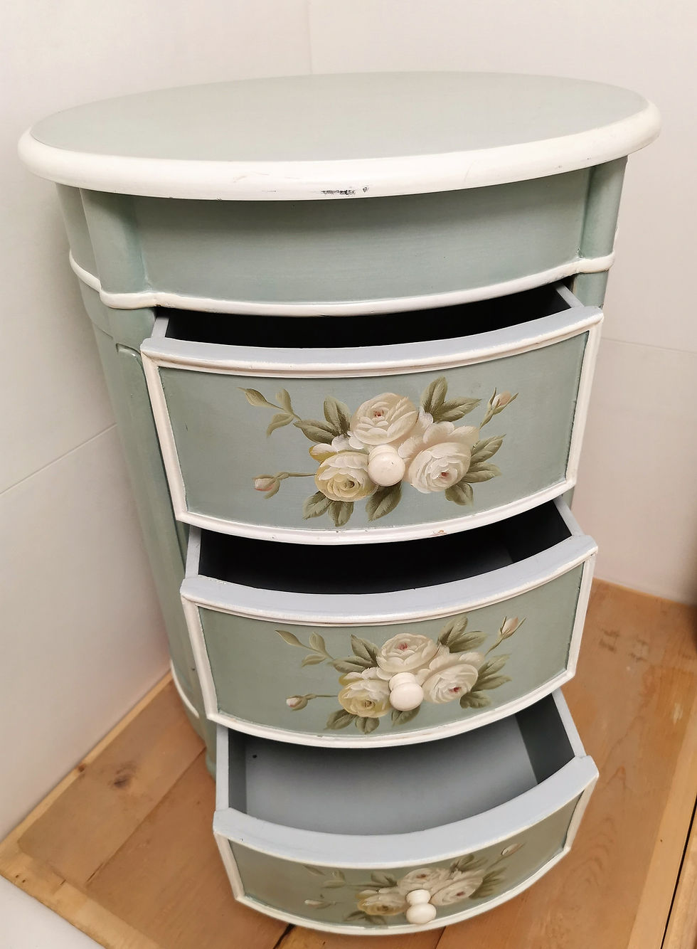 Miniaturbild: Nachtschrank, altblau,Landhausstil