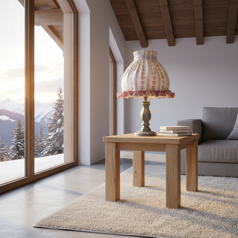 Bauernlampe Voglauer Anno 1700 altblau Stoffschirm