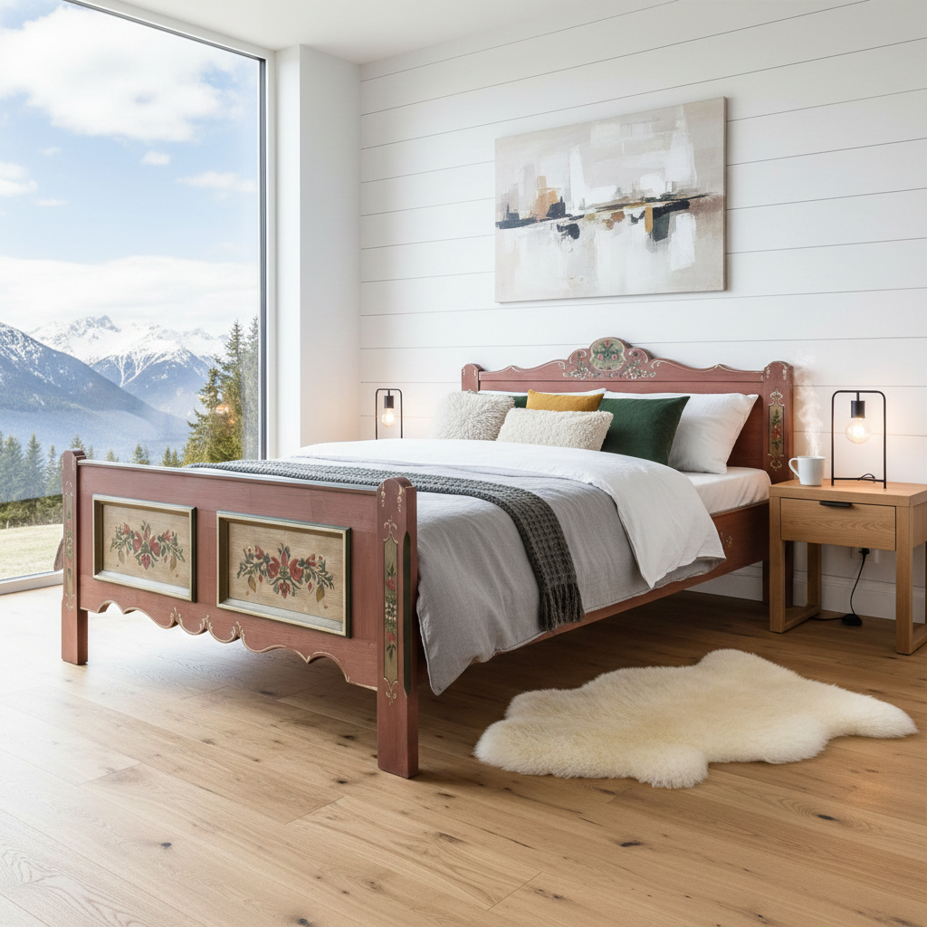 Bauernbett | Voglauer 1800 rosa Doppelbett 160x200 cm