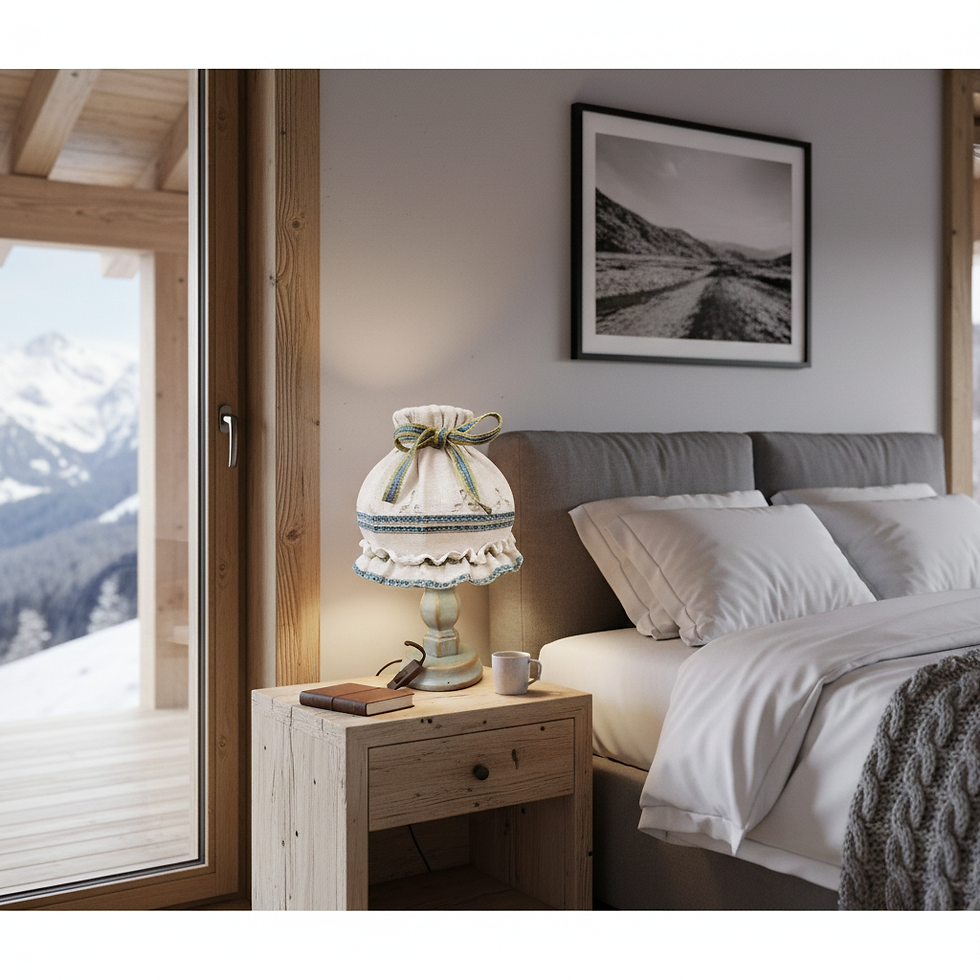 Bauernlampe Voglauer Anno 1700 altblau Tischlampe Stoffschirm