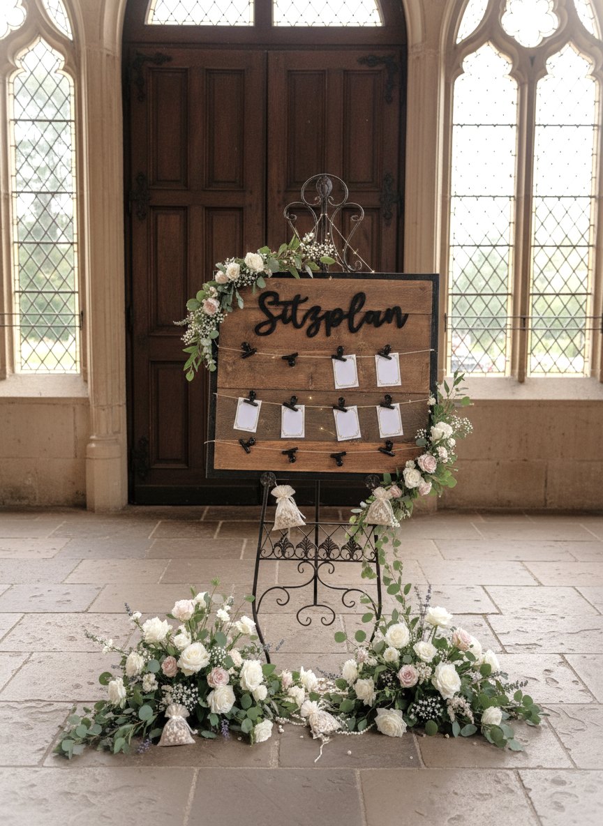 Willkommensschild Hochzeit Sitzplan schwarz