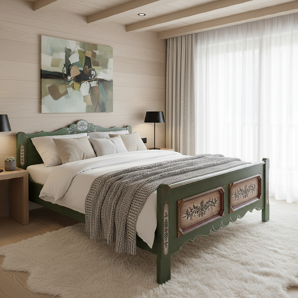 Bauernbett | Voglauer 1700 grün Doppelbett 180x190 cm