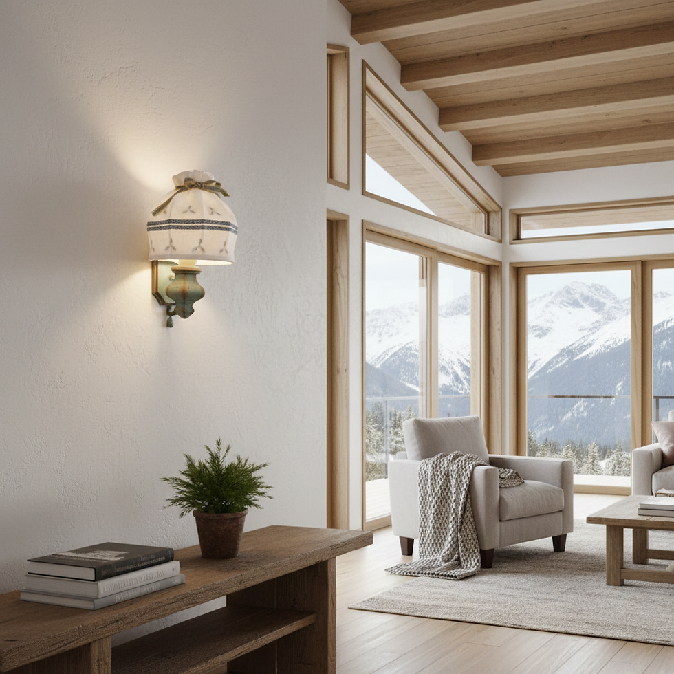 Bauernlampe Voglauer Anno 1700 altblau Wandlampe Stoffschirm